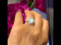 Opaal, diamant, platina ring 4410-4441
