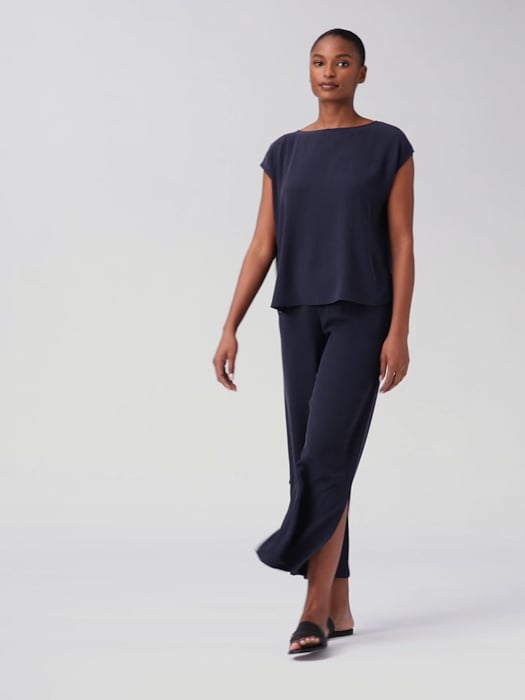 Silk Georgette Crepe Pant with Slits | EILEEN FISHER Silk Georgette Crepe Pant with Slits | EILEEN FISHER