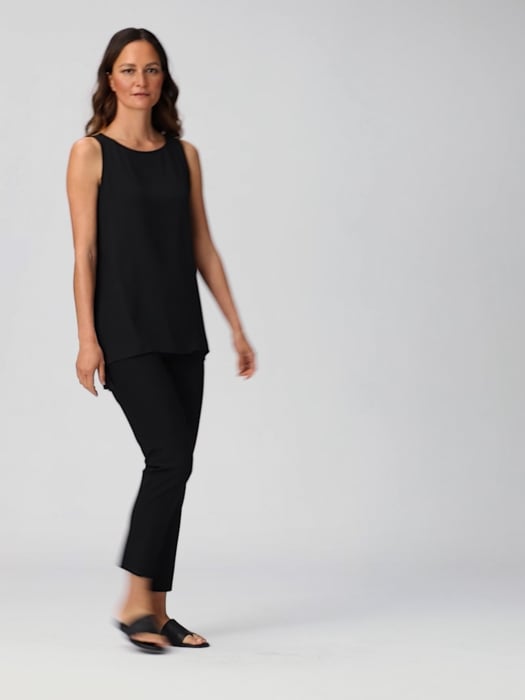 Eileen Fisher High-Waist Stretch Crepe Slim Ankle Pants