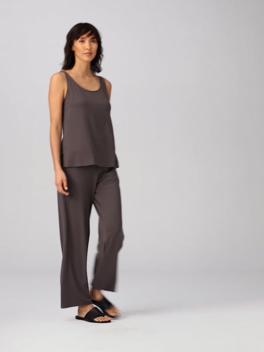 Eileen Fisher Plus Size Stretch Jersey Knit Scoop Neck Sleeveless Side Slit  Tank