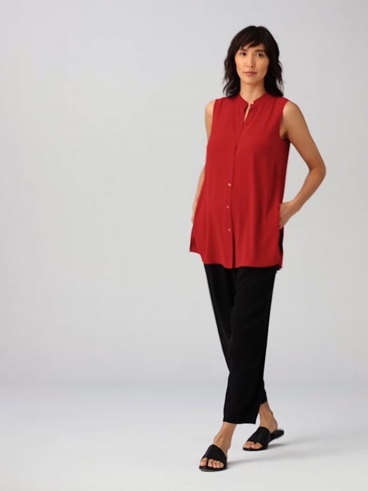 NEW Eileen Fisher Asymmetrical Side Drape Silk Shell Tank Top [SZ XXS ]  #B670