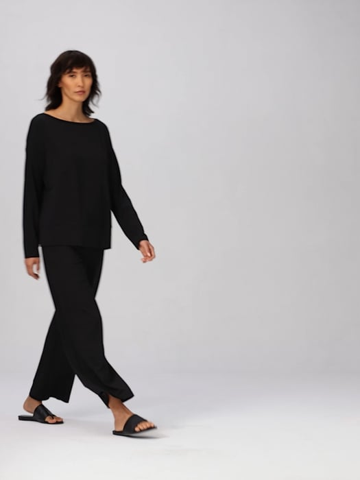 Stretch Jersey Knit Bateau Neck Top | EILEEN FISHER