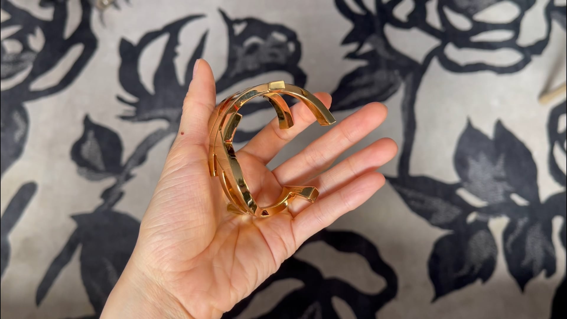 Collectible Saint Laurent YSL Gold Tone YSL Wrap Around