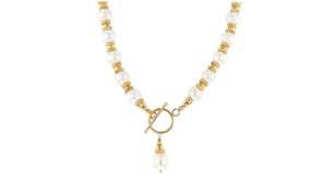 8.5-9mm Cultured Pearl Necklace in 18kt Gold Over Sterling