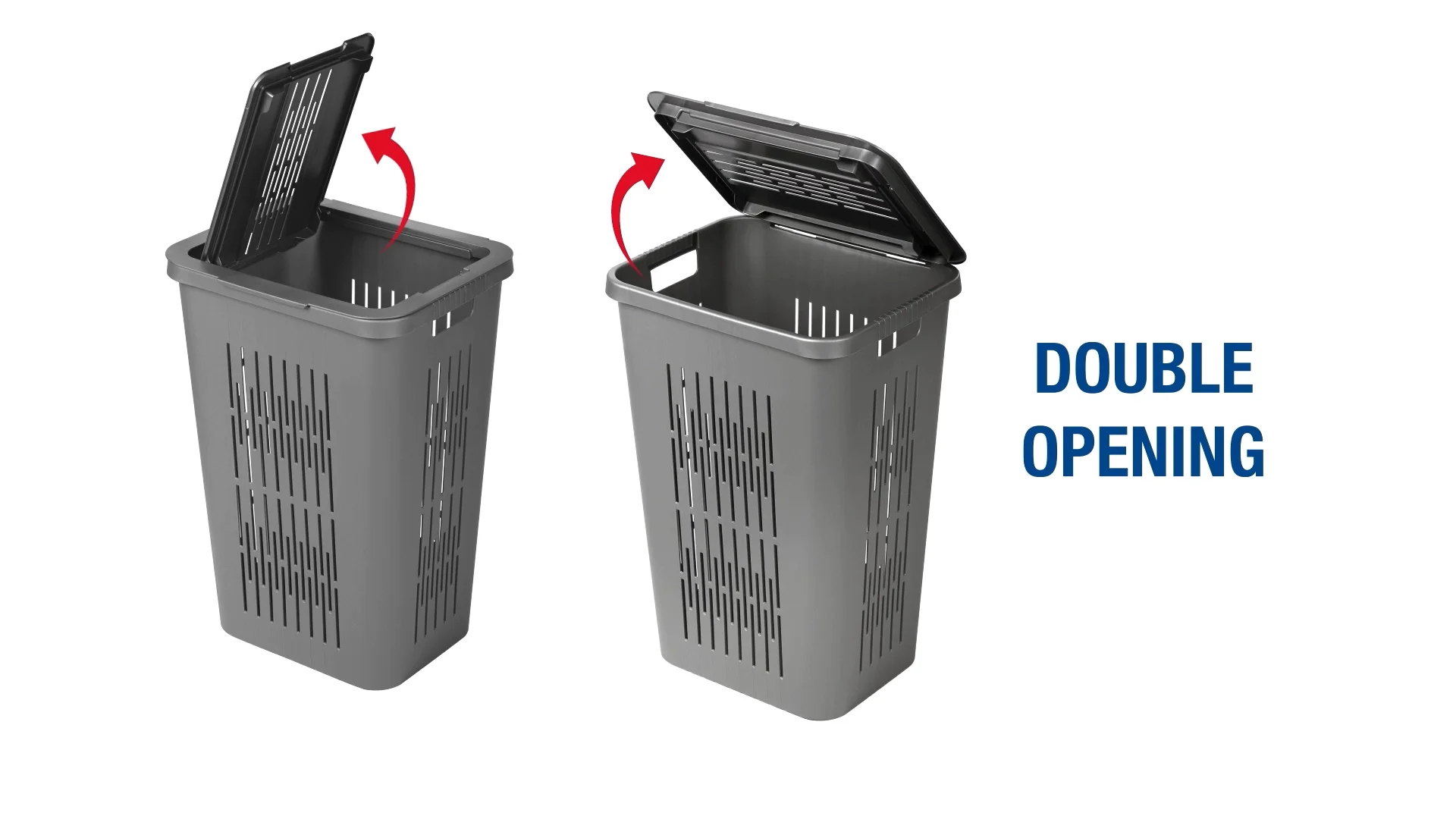 URBNLIVING - Cesta portabiancheria in plastica con coperchio e fori per prevenire muffe, 60 litri, disponibile in 4 pezzi, colore: Bianco