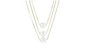 9-9.5mm Cultured Pearl Three-Strand Layered Necklace in 18kt Gold Over Sterling