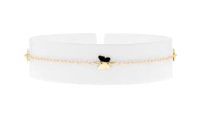 Italian 14kt Yellow Gold Butterfly Station Anklet