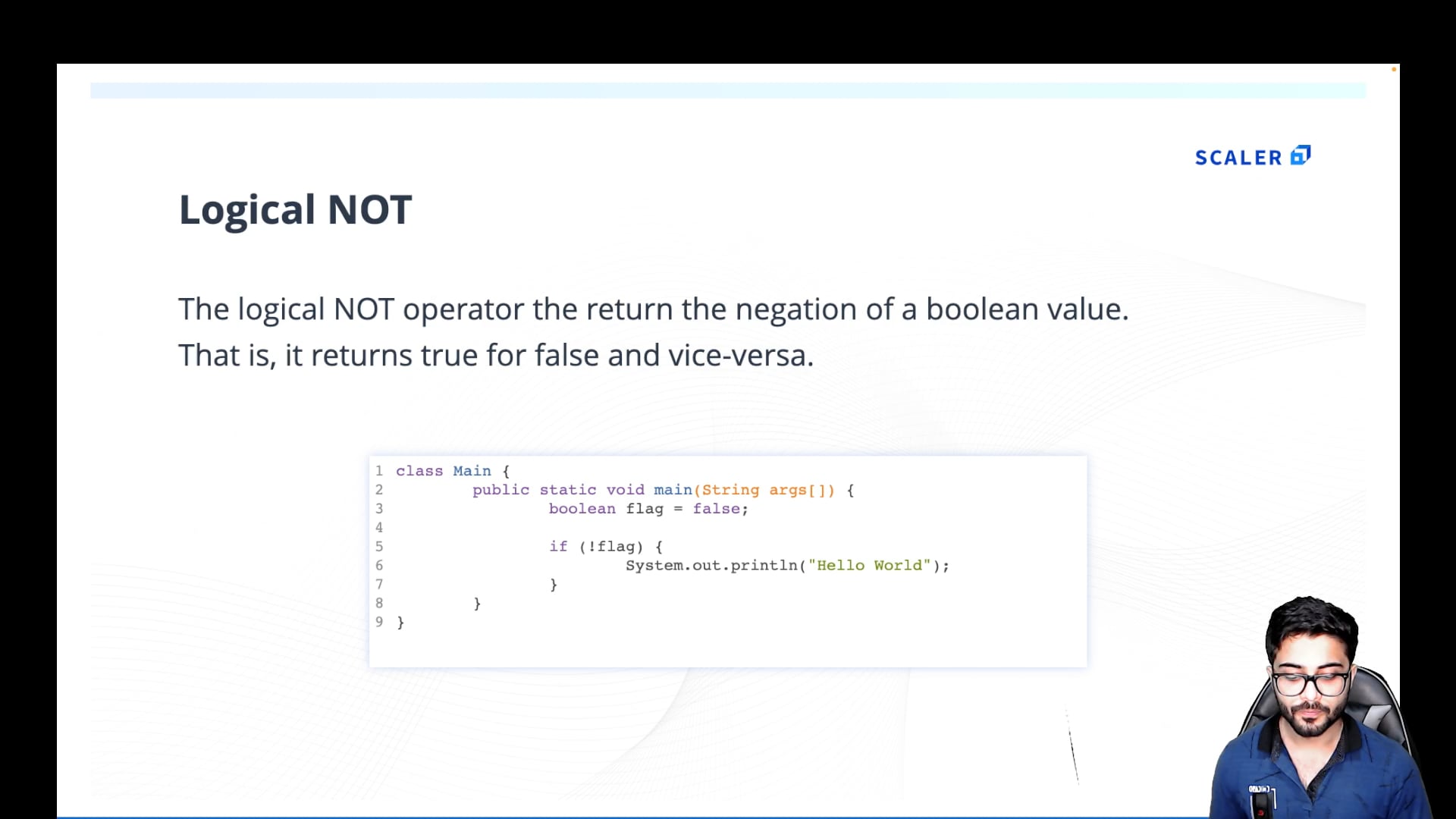 13 - Logical NOT [Operators & Control Statements] [Introduction to Java ...