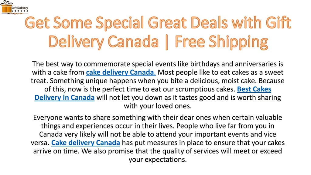Get Some Special Great Deals with Gift Delivery Canada Free Shipping on Vimeo