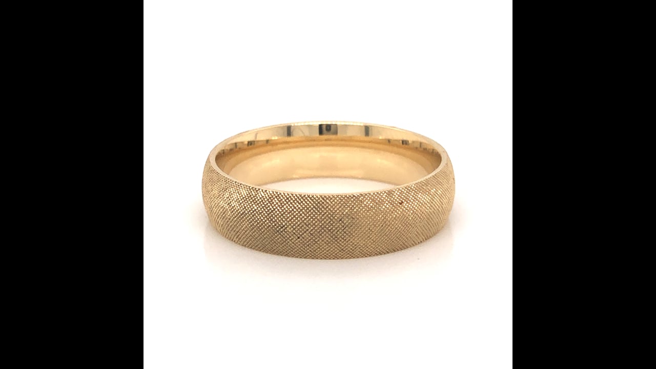 6mm Men's Florentine Finish Wedding Band in 14k Yellow Gold