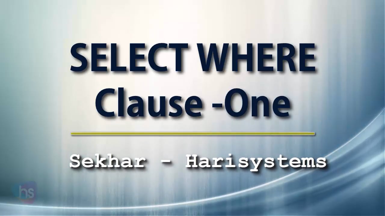 1013 SELECT WHERE Clause – One on Vimeo