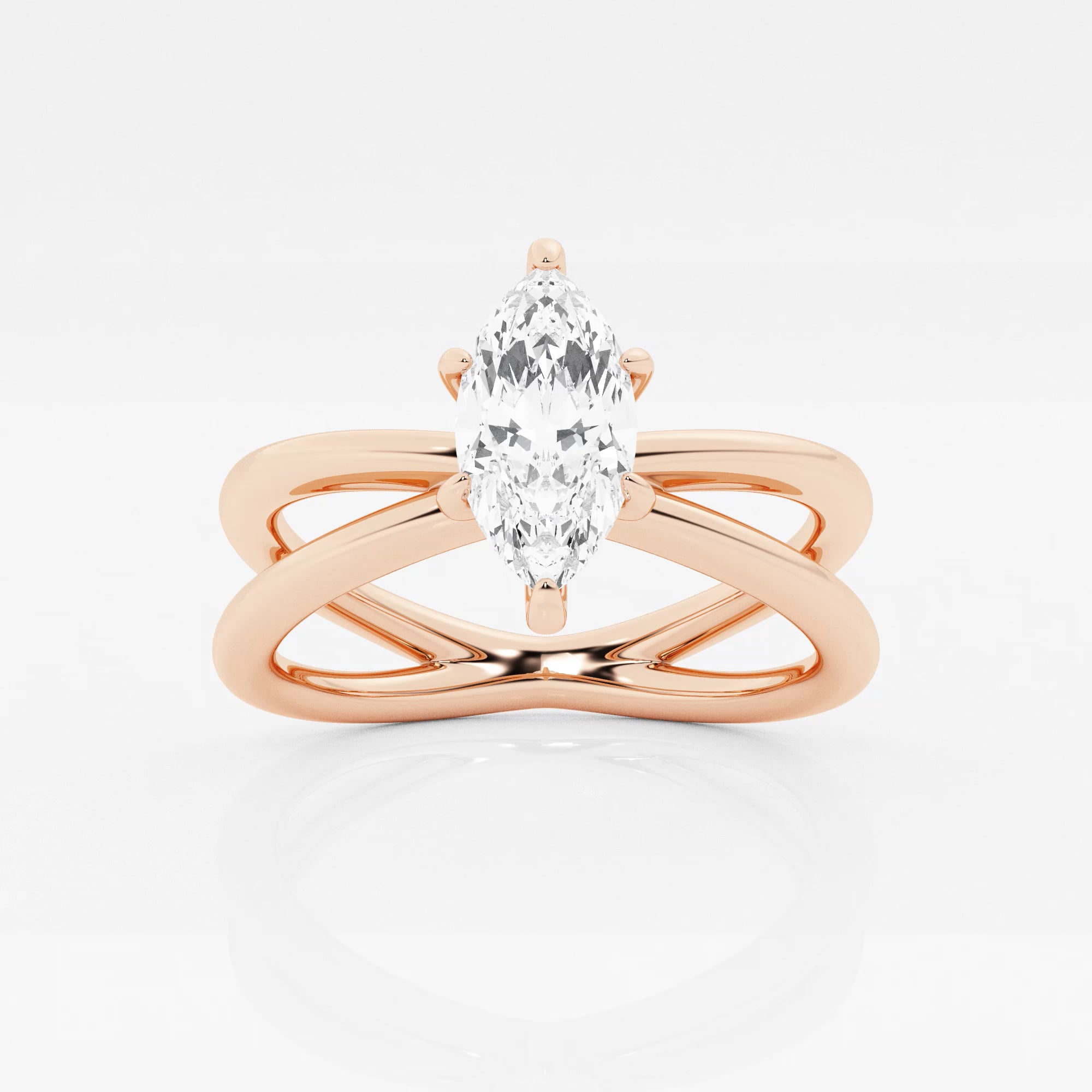 product video for 1 ctw Marquise Lab Grown Diamond Crossover Solitaire Engagement Ring