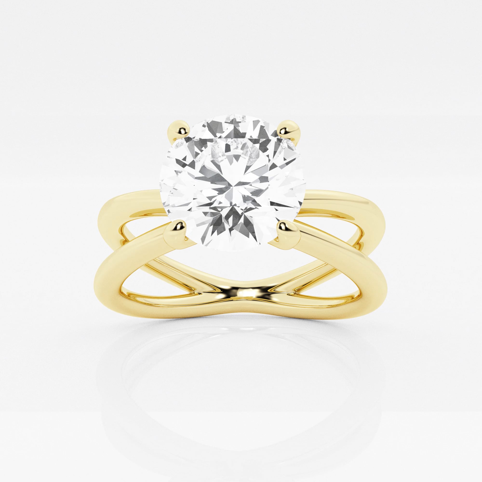 3 ctw Round Lab Grown Diamond Crossover Solitaire Engagement