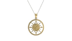 14kt Yellow Gold Compass Pendant Necklace