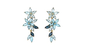 7.70 ct. t.w. Tonal Blue Topaz Floral Ring in 18kt Gold Over Sterling