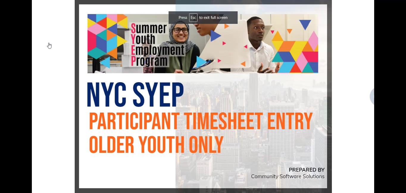 NYC SYEP Participant Timesheet Entry on Vimeo