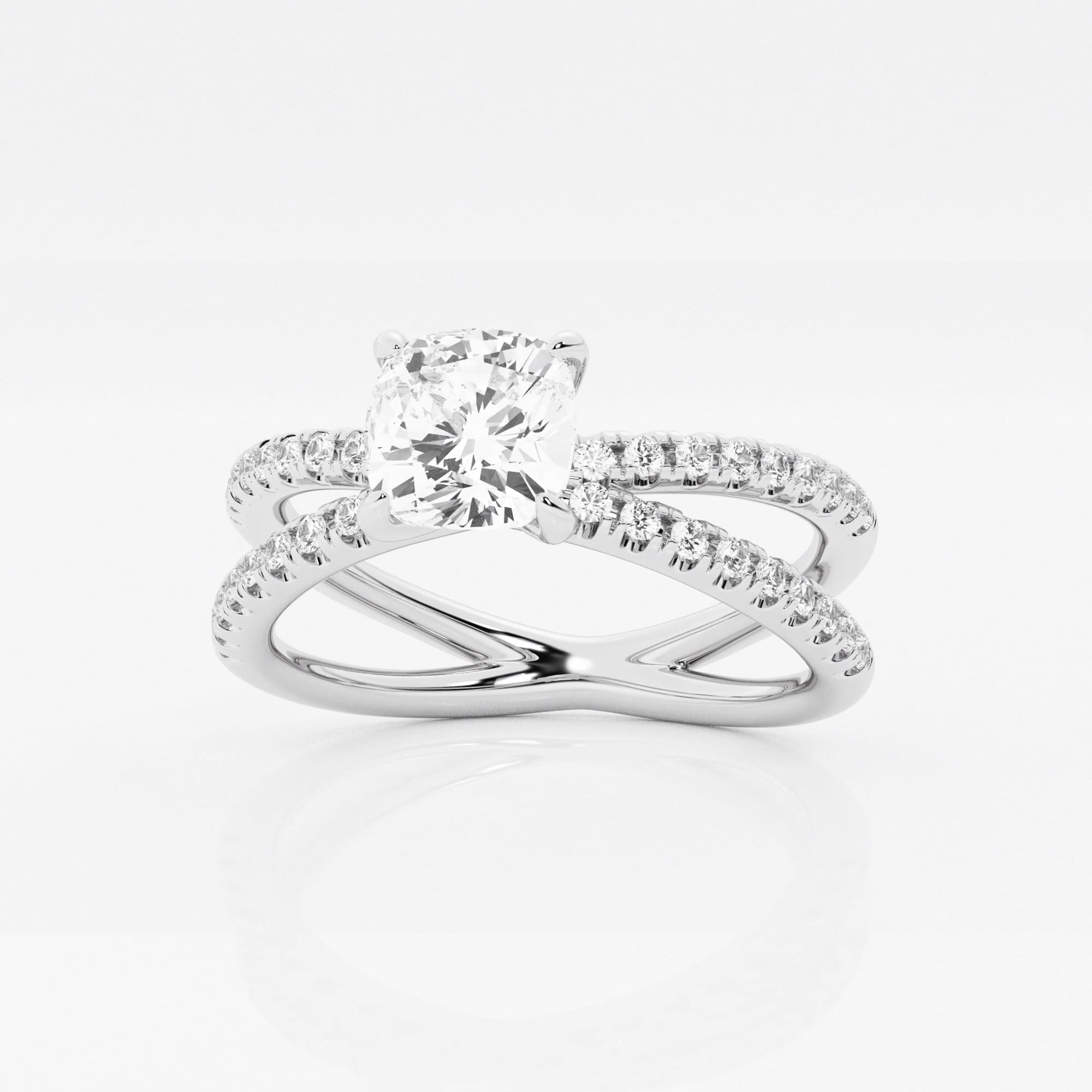 product video for 1 1/3 ctw Cushion Lab Grown Diamond Crossover Micro Pave Engagement Ring