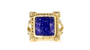 Italian Tagliamonte Lapis Cameo Ring in 18kt Gold Over Sterling