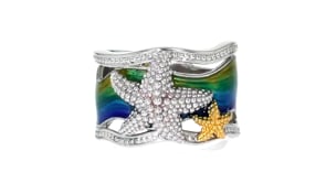 Multicolored Enamel Starfish Ring in Two-Tone Sterling Silver