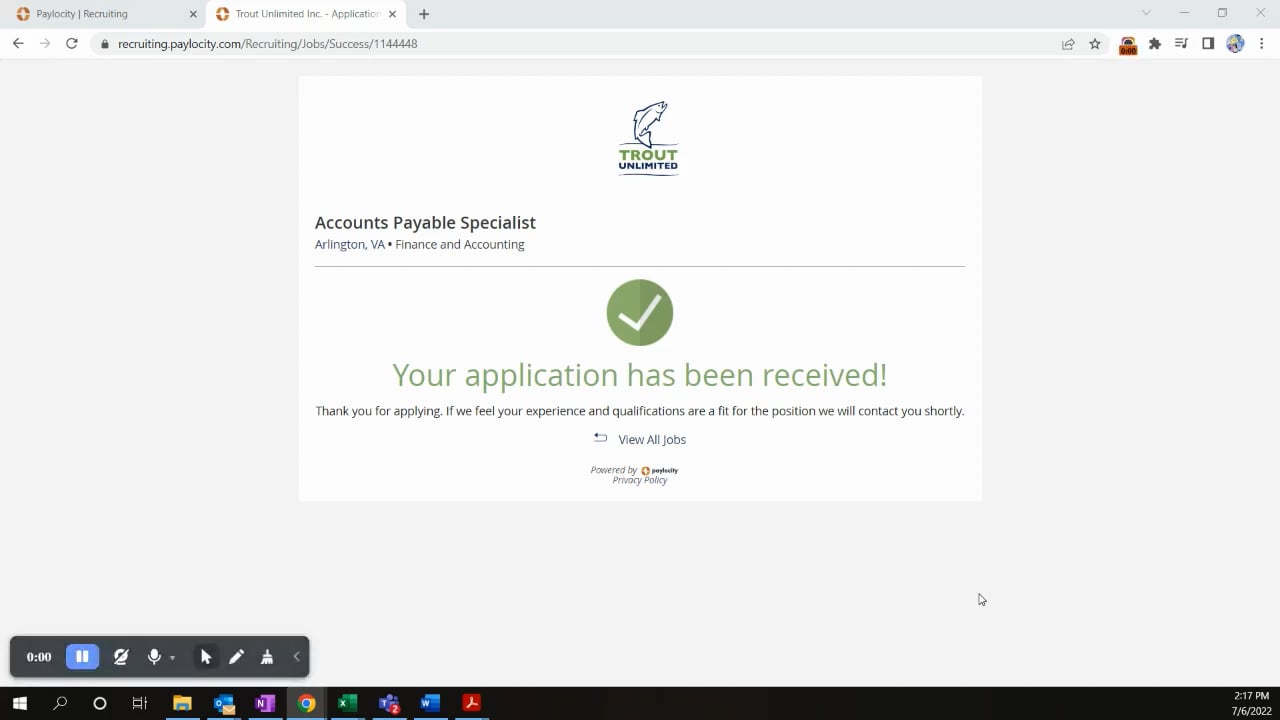 Trout Unlimited Inc. Application Successful (1).mp4 on Vimeo