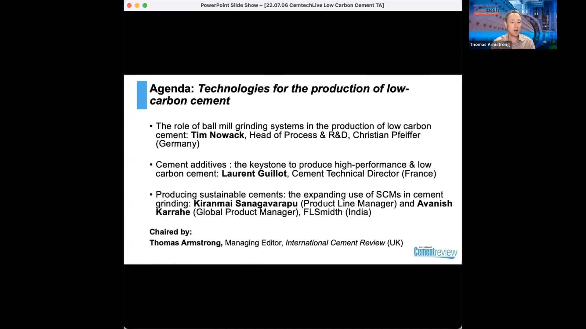 Cemtech Live Webinar: Technologies for the production of low-carbon cements
