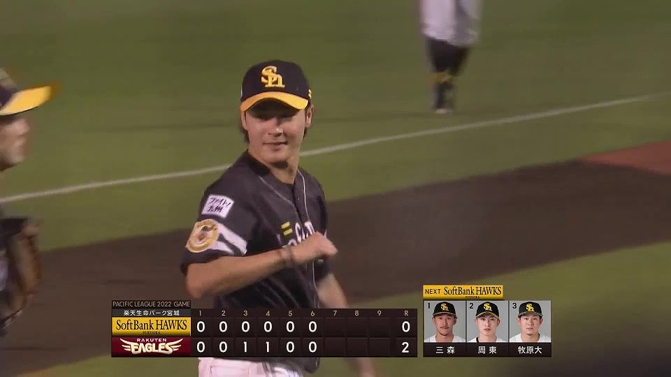 【6回裏】味方の反撃へ!! ホークス・笠谷俊介が3者凡退に抑えて流れを引き寄せる!! 2022年7月7日 東北楽天ゴールデンイーグルス 対 福岡ソフトバンクホークス