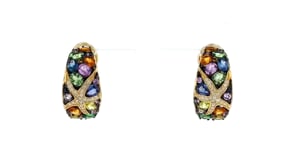 4.40 ct. t.w. Multicolored Sapphire and .33 ct. t.w. Diamond Starfish Drop Earrings with .80 ct. t.w. Tsavorites in 14kt Yellow