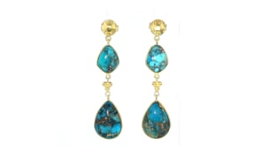 Turquoise Drop Earrings in 18kt Gold Over Sterling