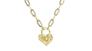 Italian 14kt Yellow Gold Floral Embroidery Heart Locket Necklace