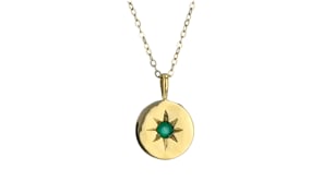 Birthstone Star Disc Pendant Necklace in 14kt Yellow Gold