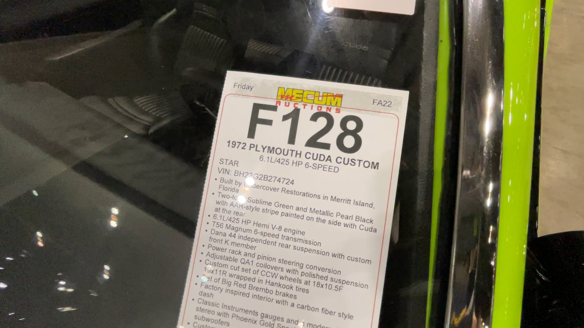 1972 Plymouth Cuda Custom | F128 | Orlando 2022