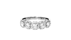 1.00 ct. t.w. Diamond Five-Stone Halo Ring in 14kt White Gold