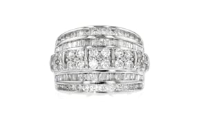 2.00 ct. t.w. Round and Baguette Diamond Multi-Row Ring in 14kt White Gold