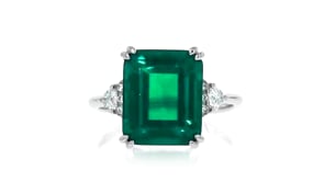 6.00 ct. t.w. Simulated Emerald and .19 ct. t.w. CZ Ring in Sterling Silver