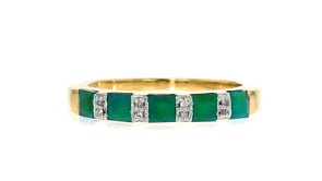70 ct. t.w. Emerald Ring with Diamond Accents in 18kt Gold Over Sterling