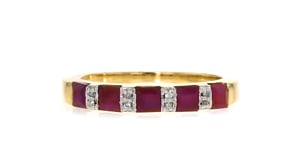 1.20 ct. t.w. Ruby Ring with Diamond Accents in 18kt Gold Over Sterling