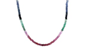 50.00 ct. t.w. Multicolored Sapphire Bead Necklace in Sterling Silver