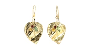 1.40 ct. t.w. Multi-Stone Leaf Drop Earrings in 18kt Yellow Gold Over Sterling