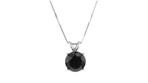 3.00 Carat Black Diamond Solitaire Necklace in 14kt White Gold