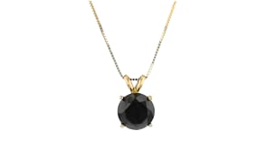3.00 Carat Black Diamond Solitaire Necklace in 14kt Yellow Gold