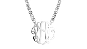 Sterling Silver Script Monogram Rolled Byzantine Necklace