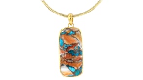 Kingman Turquoise Pendant in 18kt Gold Over Sterling