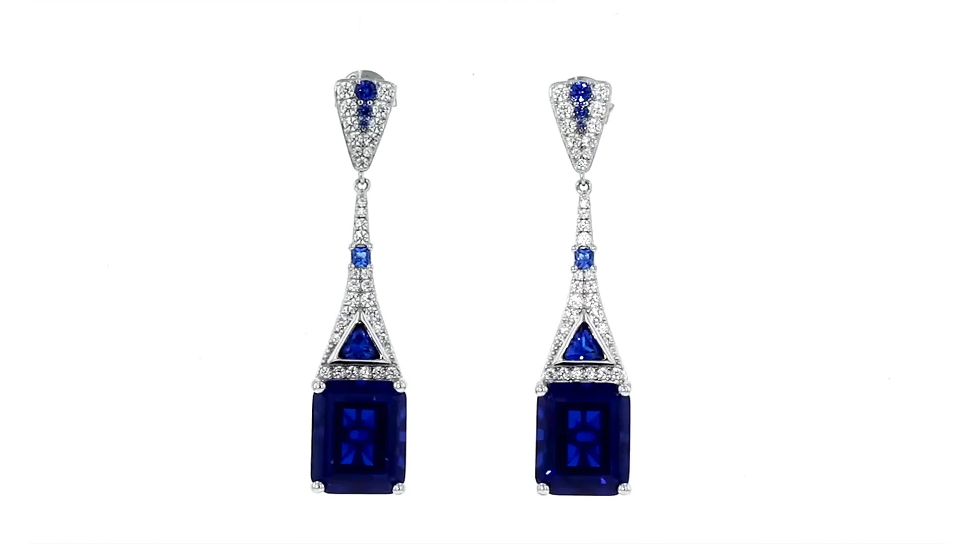12.60 ct. t.w. Simulated Sapphire and .70 ct. t.w. CZ Drop