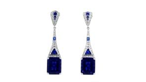 12.60 ct. t.w. Simulated Sapphire and .70 ct. t.w. CZ Drop Earrings in Sterling Silver