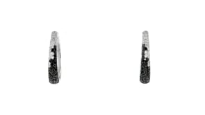 75 ct. t.w. Black and White Diamond Hoop Earrings in Sterling Silver