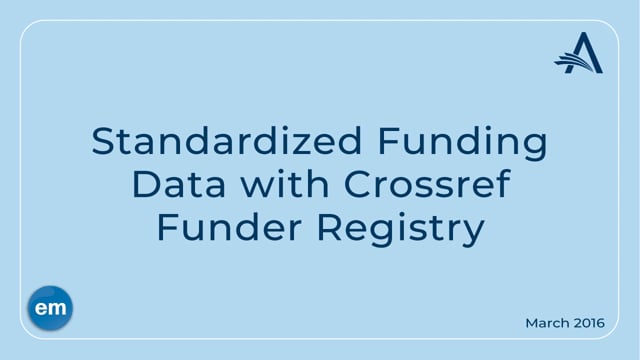Funder Registry for Standardized Funding Data