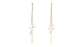 8mm Cultured Pearl Linear Earrings in 14kt Yellow Gold