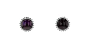 7-7.5mm Cultured Button Pearl and .13 ct. t.w. Diamond Stud Earrings in Sterling Silver