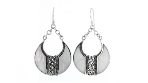 Mother-of-Pearl Bali-Style Teardrop Earrings in Sterling Silver