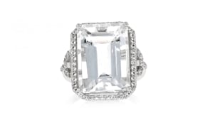 16.00 Carat Rock Crystal Ring with .60 ct. t.w. White Topaz in Sterling Silver